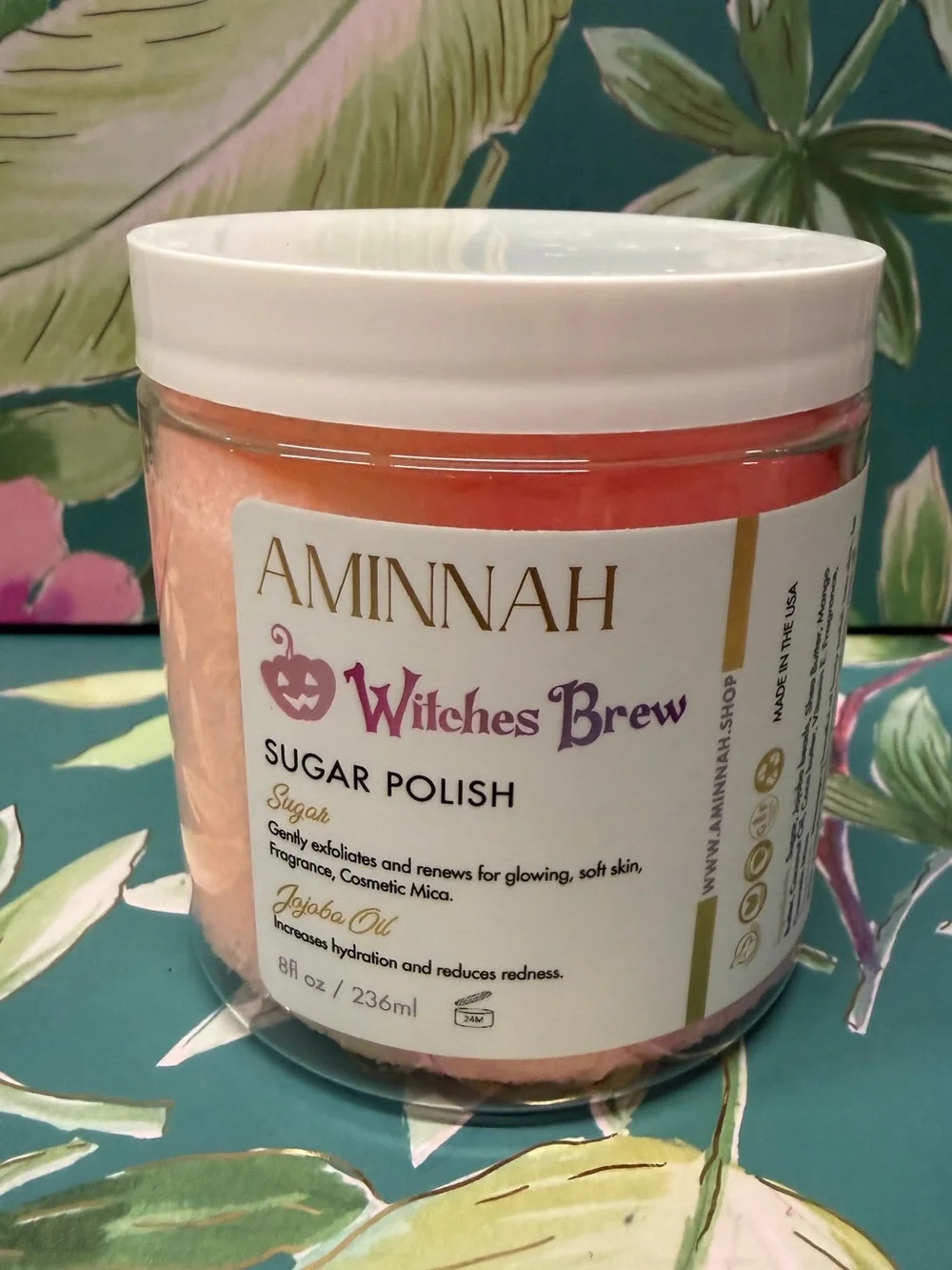 Aminnah Witches Brew Sugar Polish Scrub 8 oz Halloween Exfoliating Rare